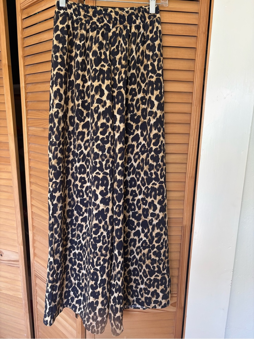 Wide-leg Zara Pants - Leopard Print, elasticized waistband